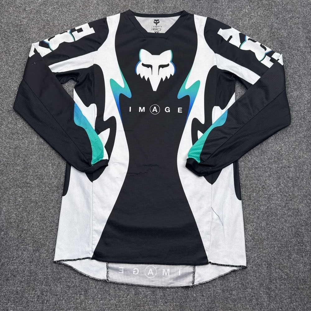 Image 180 Motocross Jersey Mens Size XS Black White Long Sleeve BMX Fox Logo